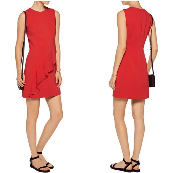ALC Clarence Ruffled Front Dress Red - Picture 1 of 12